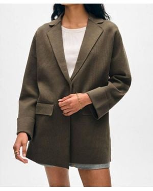 White + Warren Superfine Organic Cotton Knit Blazer - Green