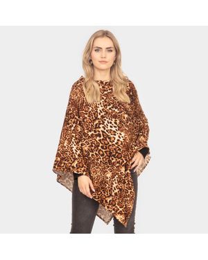 TRUEDAMES 29.5" X 29.5" Leopard Style Poncho - Brown