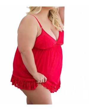 ISAYES Lace Babydoll Nightwear Set - Red