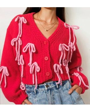 Pretty Garbage Bow Cardigan - Red