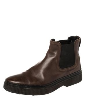 Tod's Leather Slip On Ankle Boots - Brown