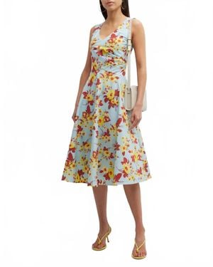 Sara Roka Teagan Floral Print Midi Dress - Blue