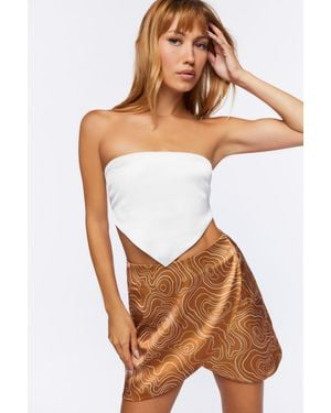 Forever 21 Abstract Print Tulip-Hem Mini Skirt - Brown