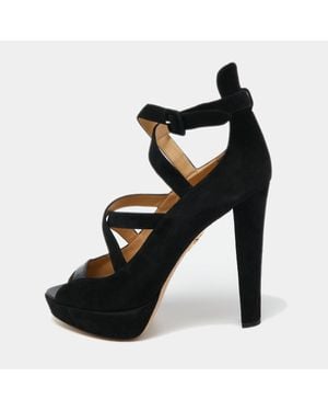 Charlotte Olympia Suede Gladys Strappy Platform Sandals - Black