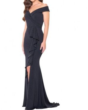 Cameron Blake Cb3236 Off The Shoulder Stretch Dress - Blue