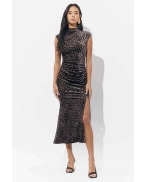 Adelyn Rae Merilyn Animal Mock Midi Dress - Black