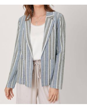 Mystree Linen Open Blazer - Gray