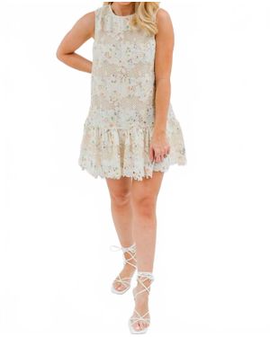 Arose Studio Floral Lace Mini Dress - Natural