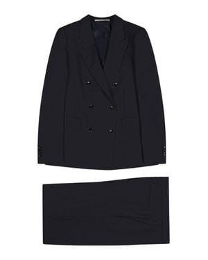 Tagliatore Parigi Double-Breasted Virgin Wool-Blend Suit - Blue