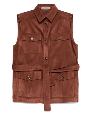 D. EXTERIOR Tailored Sleeveless Gilet With Minimalist Design - Brown