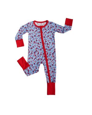 Small Shop Kids Floral Bamboo Zipper Romper - Blue