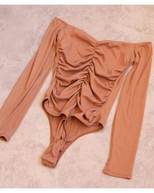 Lush Off-The-Shoulder Bodysuit - Brown