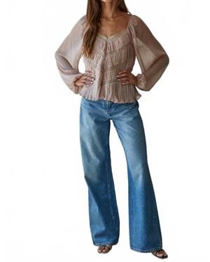 By Together Molly Lace Trim Woven Top - Blue