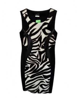 Bali Corp. Zebra Print Panel Dress - Black