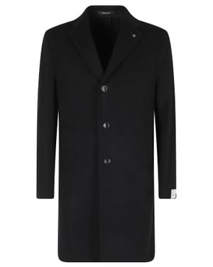 Tagliatore Lapel Wool-Cashmere Blend Midi Coat - Black