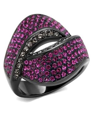 Fashnzfab Ip Light Stainless Steel Ring With Top Grade Crystal - Purple