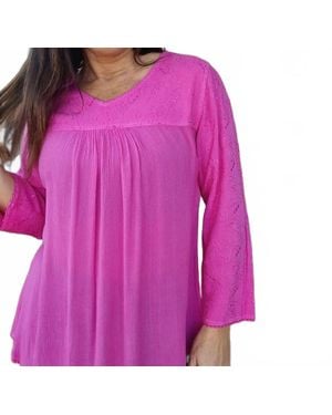parsley & sage Casey Embroidered Top - Purple