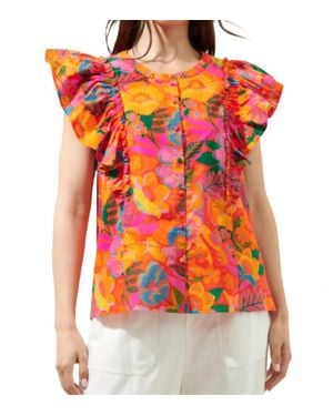 Sugarlips Idalia Flutter Sleeve Top - Orange