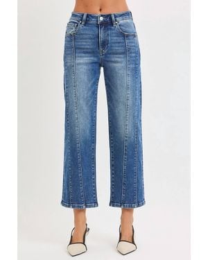 Risen Downtown Darling High Rise Straight Leg Crop Jeans - Blue