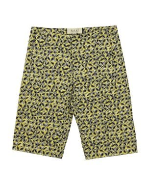 Marni Printed Linen City Shorts - Green