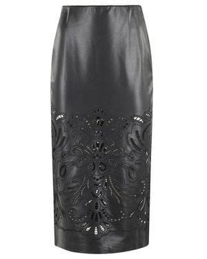 ERMANNO FIRENZE Longuette Faux Leather Midi Skirt - Gray