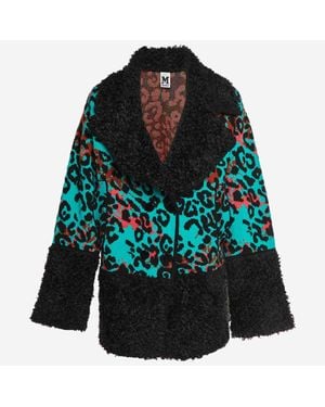 Missoni Leopard Pattern Jacquard Knit Double Breasted Coat - Green