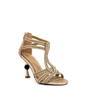 Exe' Diva Braided Rope T-Strap Heels - Metallic