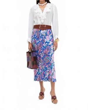 RIXO London Ardith Midi Skirt - Blue