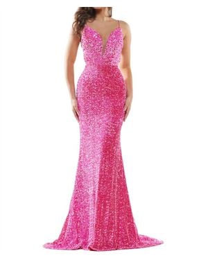 Colors Dress Sequin Mermaid Prom Gown - Purple
