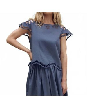The Great Super Bloom Eyelet Top - Blue