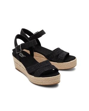 TOMS Audrey 10020749 Sandals Ankle Strap Espadrille Wedge Ver153 - Black