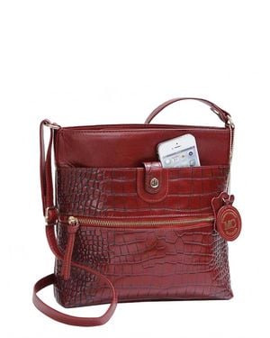 MC Handbags Kymberlee Genuine Leather Crossbody Bag - Red
