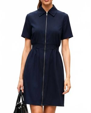VAVA Eyewear Short Sleeve Zip Up Dress - Blue
