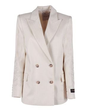 Ermanno Scervino Double-Breasted Blazer Jacket - Natural