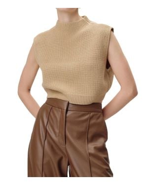 Ronny Kobo Lumina Mock Neck Sleeveless Knit Top - Brown