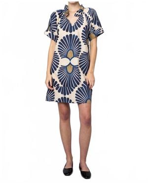 Sofia Collections Tabitha V Neck Mini Dress - Blue