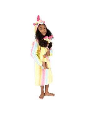 Leveret Girl Doll Hooded Fleece Robe - Metallic