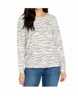 Buffalo David Bitton Relaxed Fit Printed Cozy Pullover Top - White