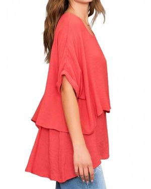Umgee Cuffed Sleeve Layered Tunic Top