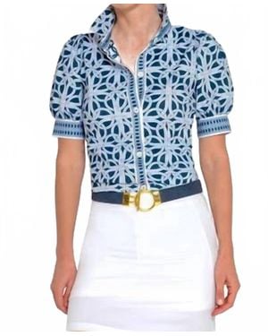 Gretchen Scott Puff Sleeve Top - Blue