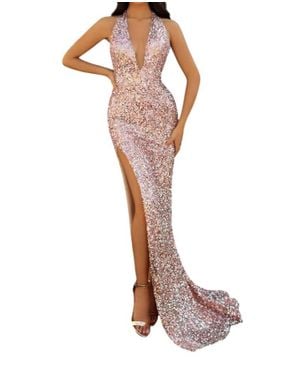Tarik Ediz Elegant Column Evening Dress - White