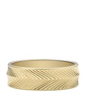 Fossil Harlow Linear Texture-Tone Stainless Steel Band Ring - Metallic