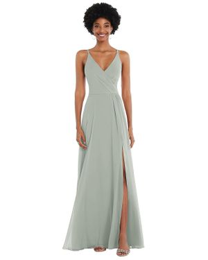 After Six Faux Wrap Criss Cross Back Maxi Dress With Adjustable Straps - White