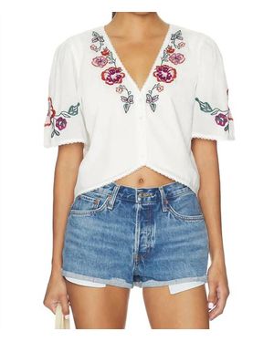 Cleobella Brett Stitched Floral Detail Top - White