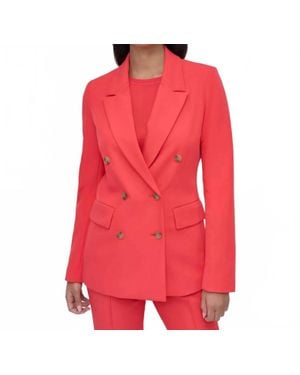 DKNY Double-Breasted Peak-Lapel Blazer - Red