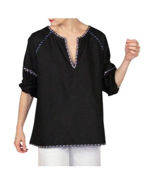 HATCH Maternity The Embroidered Peasant Top - Black