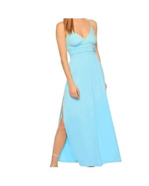Susana Monaco Gathered Waist Side Slit Maxi Dress - Blue