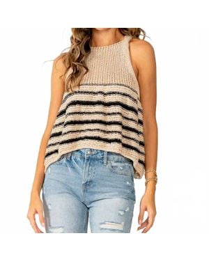 Sew In Love Relaxed Fit Striped Crochet Knit Tank - Blue