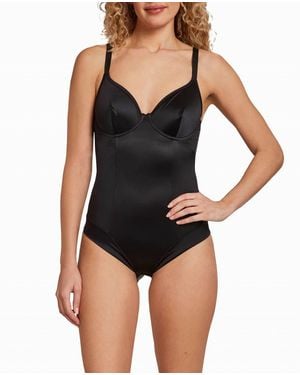 Nicole Miller Shiny Micro Shaping Underwire Bodysuit - Black