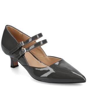 Journee Collection Carnation Kitten Heel Mary Jane Pumps - Metallic